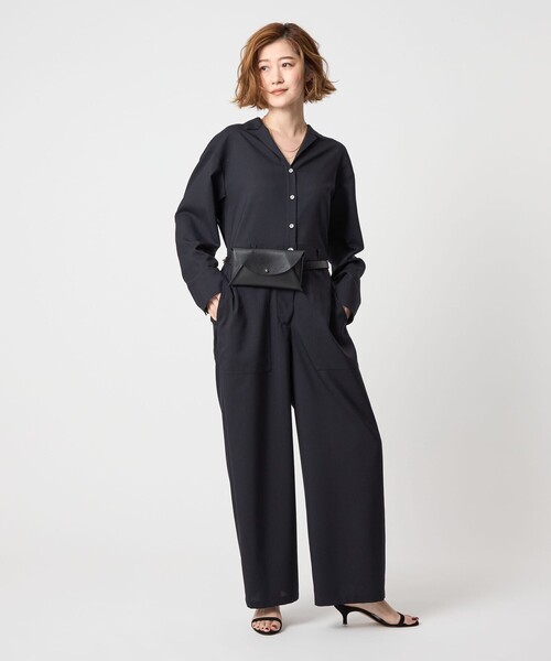 conte＞オープンカラー オールインワン（つなぎ/オールインワン