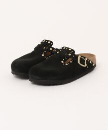 BIRKENSTOCK（ビルケンシュトック）の「ビルケンシュトック 1030491 BOSTON Rivet LEVE Black [Narrow]/ボストン リベット スエードブラック（サンダル・メンズ）」