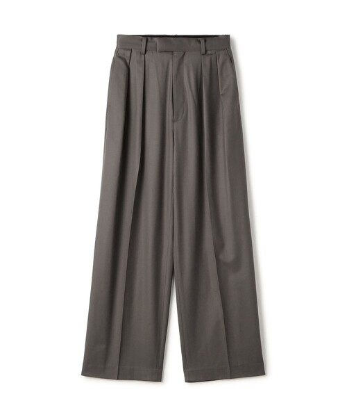 Super160's ウールツイル 2タックワイドスラックス（スラックス