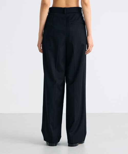 Super160's ウールツイル 2タックワイドスラックス（スラックス