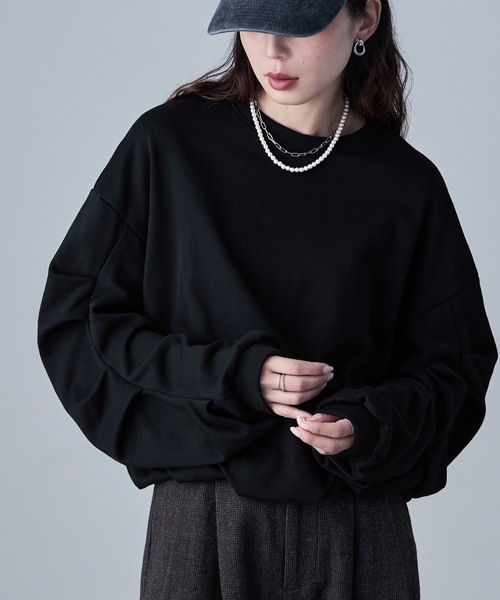etoll.（エトル）の「タックスリーブバルーンスウェット（スウェット・レディース・ブラック/アイボリー/グレー・M）」の14枚目の写真