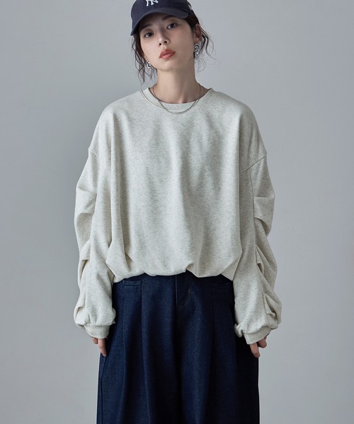 etoll.（エトル）の「タックスリーブバルーンスウェット（スウェット・レディース・ブラック/アイボリー/グレー・M）」の6枚目の写真