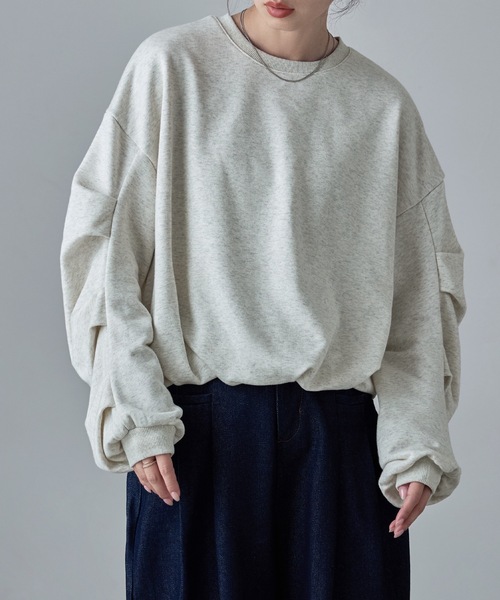 etoll.（エトル）の「タックスリーブバルーンスウェット（スウェット・レディース・ブラック/アイボリー/グレー・M）」の11枚目の写真