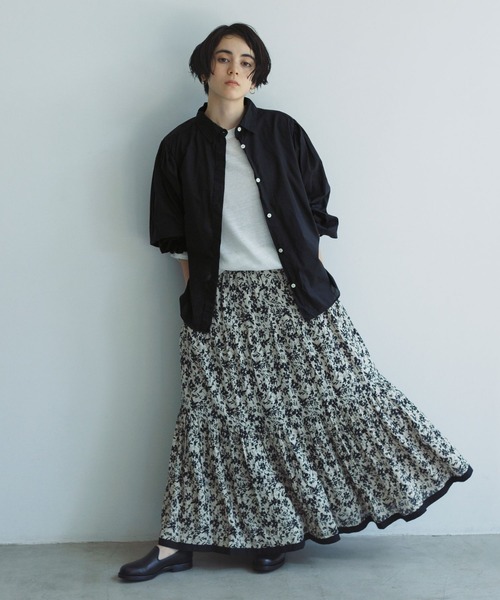 natural by clip》フラワープリントロングスカート（スカート