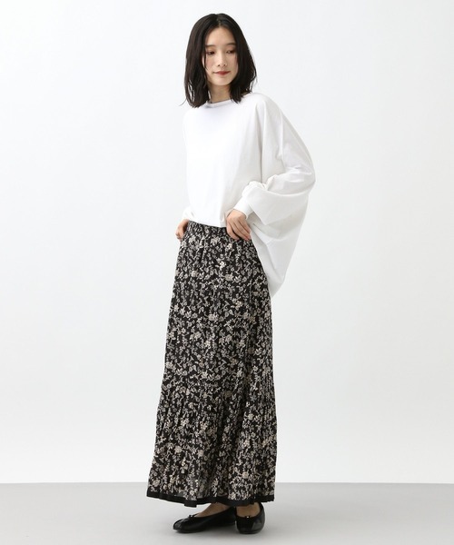 natural by clip》フラワープリントロングスカート（スカート