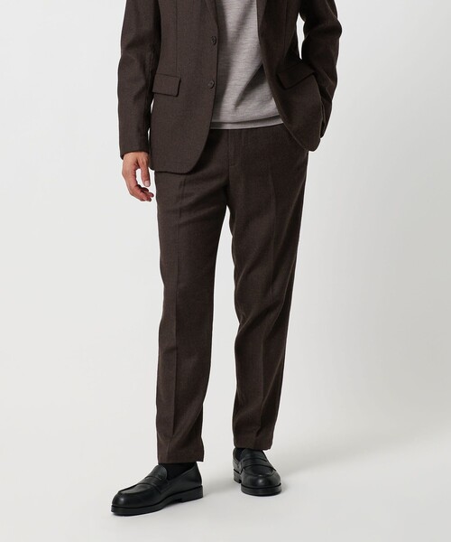 ストレッチ サキソニー ノープリーツ スリムパンツ セットアップ