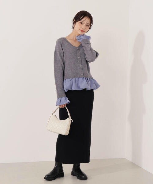 PROPORTION BODY DRESSING(プロポーションボディドレッシング)の「<ウォッシャブル>バルーンペプラムニット / 1215270103(ニット/セーター・レディース・グレー系その他/ホワイト系その他・FREE)」の9枚目の写真