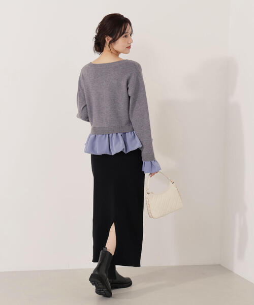 PROPORTION BODY DRESSING(プロポーションボディドレッシング)の「<ウォッシャブル>バルーンペプラムニット / 1215270103(ニット/セーター・レディース・グレー系その他/ホワイト系その他・FREE)」の8枚目の写真