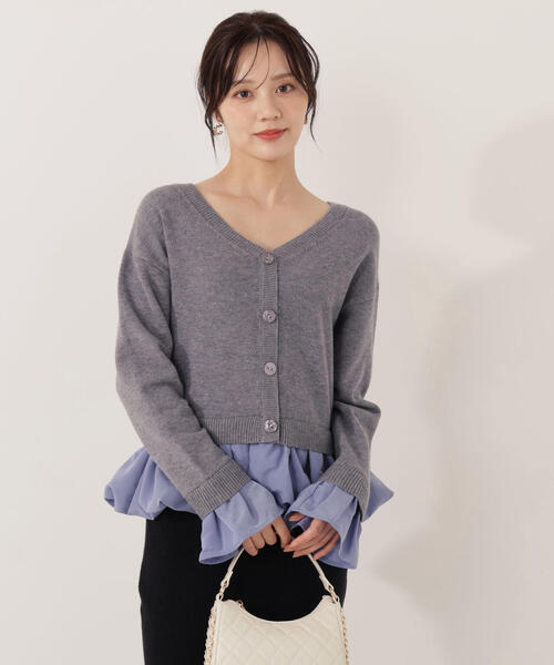 PROPORTION BODY DRESSING(プロポーションボディドレッシング)の「<ウォッシャブル>バルーンペプラムニット / 1215270103(ニット/セーター・レディース・グレー系その他/ホワイト系その他・FREE)」の6枚目の写真