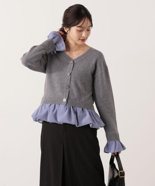 PROPORTION BODY DRESSING(プロポーションボディドレッシング)の「<ウォッシャブル>バルーンペプラムニット / 1215270103(ニット/セーター・レディース・グレー系その他/ホワイト系その他・FREE)」の5枚目の写真