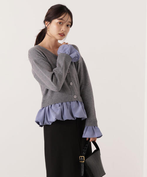 PROPORTION BODY DRESSING(プロポーションボディドレッシング)の「<ウォッシャブル>バルーンペプラムニット / 1215270103(ニット/セーター・レディース・グレー系その他/ホワイト系その他・FREE)」の4枚目の写真