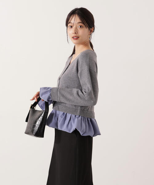 PROPORTION BODY DRESSING(プロポーションボディドレッシング)の「<ウォッシャブル>バルーンペプラムニット / 1215270103(ニット/セーター・レディース・グレー系その他/ホワイト系その他・FREE)」の3枚目の写真
