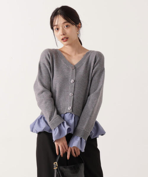 PROPORTION BODY DRESSING(プロポーションボディドレッシング)の「<ウォッシャブル>バルーンペプラムニット / 1215270103(ニット/セーター・レディース・グレー系その他/ホワイト系その他・FREE)」の2枚目の写真