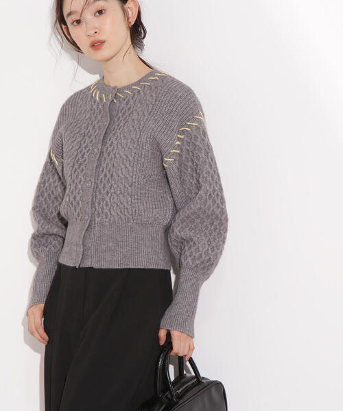 N.（N. Natural Beauty Basic）（エヌエヌナチュラルビューティーベーシック）の「ケーブルステッチカーディガン（カーディガン/ボレロ・レディース・ブラック/グレー/オフホワイト・MEDIUM）」の18枚目の写真