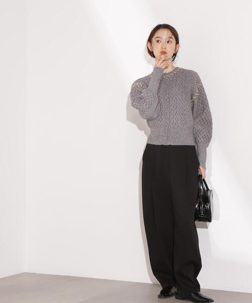 N.（N. Natural Beauty Basic）（エヌエヌナチュラルビューティーベーシック）の「ケーブルステッチカーディガン（カーディガン/ボレロ・レディース・ブラック/グレー/オフホワイト・MEDIUM）」の19枚目の写真