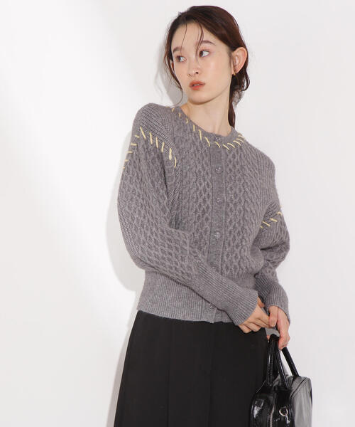 N.（N. Natural Beauty Basic）（エヌエヌナチュラルビューティーベーシック）の「ケーブルステッチカーディガン（カーディガン/ボレロ・レディース・ブラック/グレー/オフホワイト・MEDIUM）」の20枚目の写真