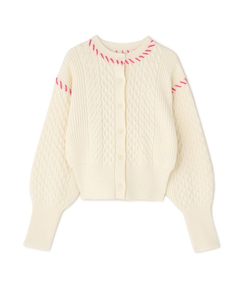 N.（N. Natural Beauty Basic）（エヌエヌナチュラルビューティーベーシック）の「ケーブルステッチカーディガン（カーディガン/ボレロ・レディース・ブラック/グレー/オフホワイト・MEDIUM）」の4枚目の写真