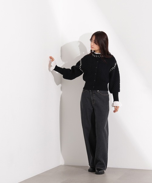 N.（N. Natural Beauty Basic）（エヌエヌナチュラルビューティーベーシック）の「ケーブルステッチカーディガン（カーディガン/ボレロ・レディース・ブラック/グレー/オフホワイト・MEDIUM）」の10枚目の写真