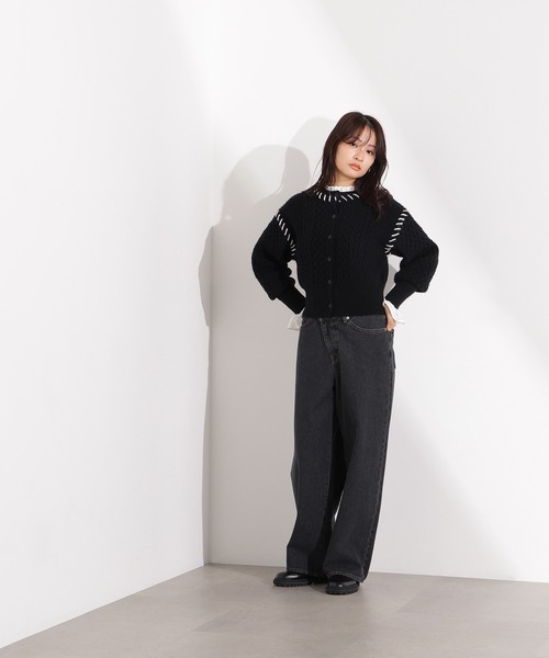 N.（N. Natural Beauty Basic）（エヌエヌナチュラルビューティーベーシック）の「ケーブルステッチカーディガン（カーディガン/ボレロ・レディース・ブラック/グレー/オフホワイト・MEDIUM）」の11枚目の写真