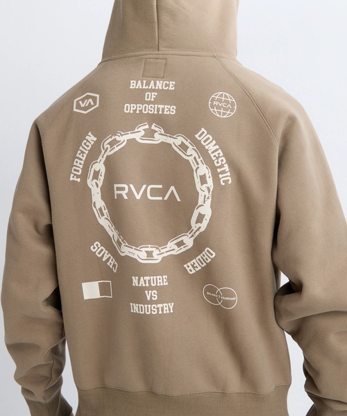 RVCA(ルーカ)の「RVCA メンズ METAL URGY ZIP HD パーカー 【2025年秋冬モデル】 @autumn/ルーカバックプリントジップアップフードパーカー・フーディー(パーカー・メンズ・オフホワイト/ブラック/ブラウン系その他・SMALL/MEDIUM/LARGE/X-LARGE)」の3枚目の写真