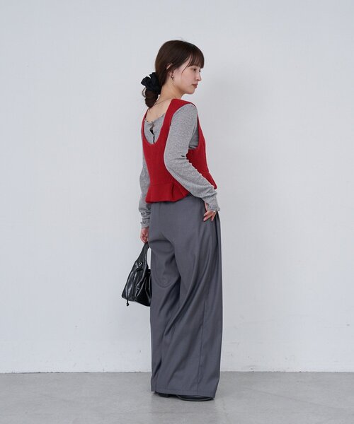 Kastane（カスタネ）の「B ワッフルニットビスチェ（タンクトップ・レディース・ブラック/アイボリー/レッド・FREE）」の6枚目の写真