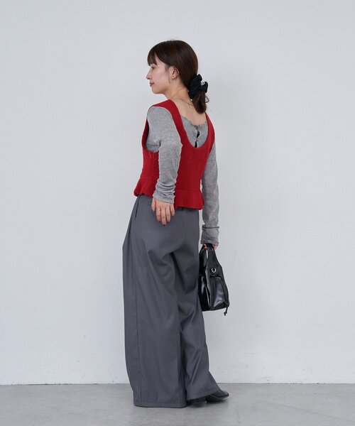 Kastane（カスタネ）の「B ワッフルニットビスチェ（タンクトップ・レディース・ブラック/アイボリー/レッド・FREE）」の8枚目の写真