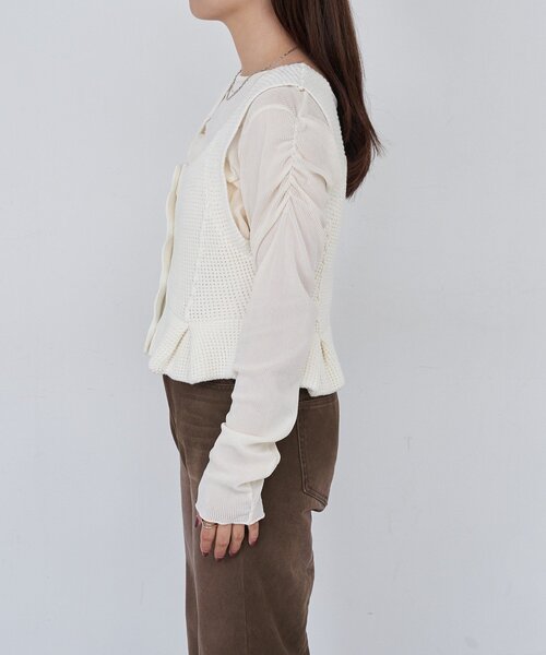 Kastane（カスタネ）の「B ワッフルニットビスチェ（タンクトップ・レディース・ブラック/アイボリー/レッド・FREE）」の5枚目の写真