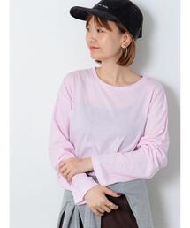 シフォン天竺クルーネック長袖トップス