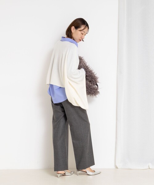 NOLLEY’S(ノーリーズ)の「フラノセミワイドパンツ(その他パンツ・レディース・オフホワイト/グレー/ライトグレー・34/36/38)」の11枚目の写真