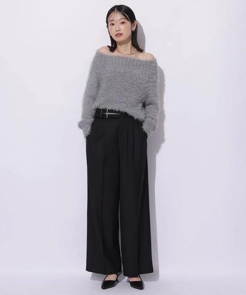 Mystrada（マイストラーダ）の「キラふわオフショルニット（ニット/セーター・レディース・ミント/チャコールグレー/ホワイト/ピンク・38）」の9枚目の写真