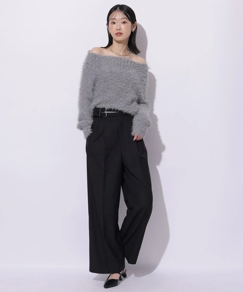 Mystrada（マイストラーダ）の「キラふわオフショルニット（ニット/セーター・レディース・ミント/チャコールグレー/ホワイト/ピンク・38）」の11枚目の写真