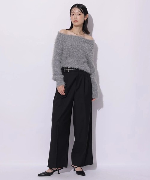 Mystrada（マイストラーダ）の「キラふわオフショルニット（ニット/セーター・レディース・ミント/チャコールグレー/ホワイト/ピンク・38）」の10枚目の写真