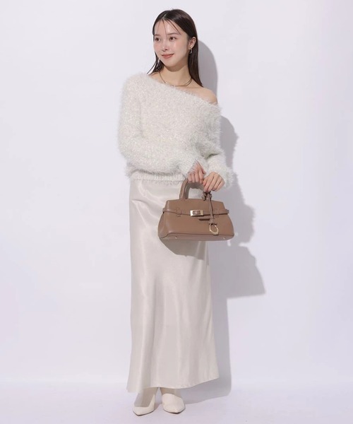 Mystrada（マイストラーダ）の「キラふわオフショルニット（ニット/セーター・レディース・ミント/チャコールグレー/ホワイト/ピンク・38）」の20枚目の写真
