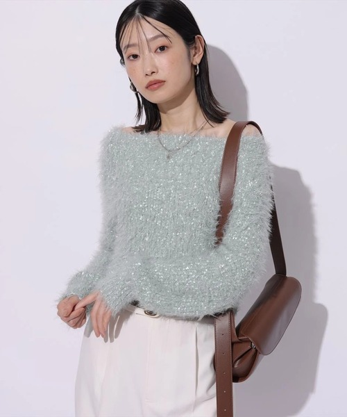 Mystrada（マイストラーダ）の「キラふわオフショルニット（ニット/セーター・レディース・ミント/チャコールグレー/ホワイト/ピンク・38）」の22枚目の写真
