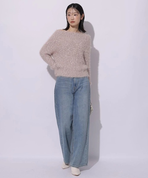 Mystrada（マイストラーダ）の「キラふわオフショルニット（ニット/セーター・レディース・ミント/チャコールグレー/ホワイト/ピンク・38）」の6枚目の写真