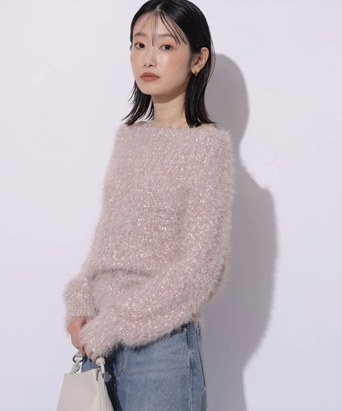 Mystrada（マイストラーダ）の「キラふわオフショルニット（ニット/セーター・レディース・ミント/チャコールグレー/ホワイト/ピンク・38）」の7枚目の写真