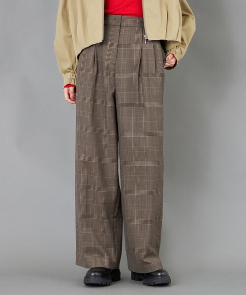 CAST:（キャストコロン）の「【CAST COLON】ツータックチェックイージーパンツ（その他パンツ・レディース・グレー/ベージュ・S/M）」の2枚目の写真