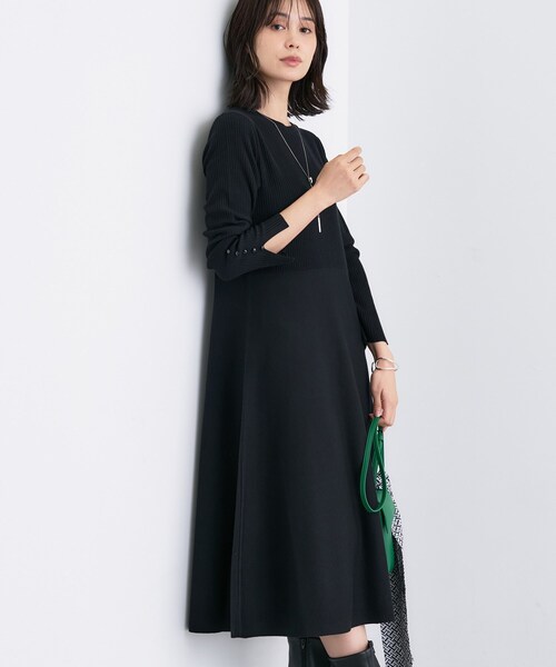 ◇【洗える／きれいめ】フレアニットワンピース（ワンピース）｜INDIVI