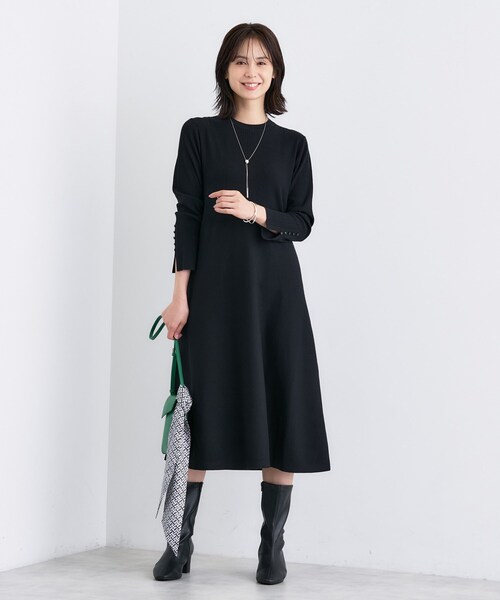 ◇【洗える／きれいめ】フレアニットワンピース（ワンピース）｜INDIVI