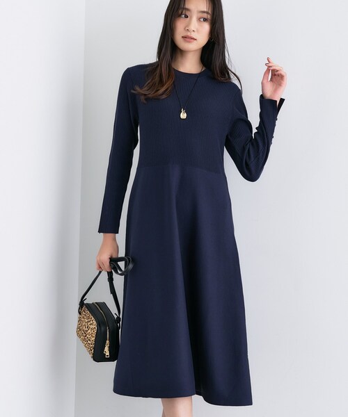 ◇【洗える／きれいめ】フレアニットワンピース（ワンピース）｜INDIVI