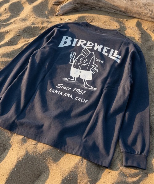 BIRDWELL（バードウェル）の「【BIRDWELL/バードウェル】61 PGM LS T-SHIRT-JP　日本別注　ピグメント加工　バックプリント　ブランドロゴ　ロンT（Tシャツ/カットソー・メンズ・グレー/ブルー・X-LARGE/LARGE/MEDIUM/SMALL）」の2枚目の写真