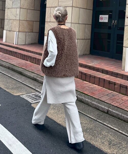 CIAOPANIC TYPY（チャオパニックティピー）の「【PON企画】スタイルアップモールニットフレアパンツ（その他パンツ・レディース・グレー/グレー系その他/ブラック/ブラウン/バーガンディー・SMALL/MEDIUM/LARGE）」の3枚目の写真