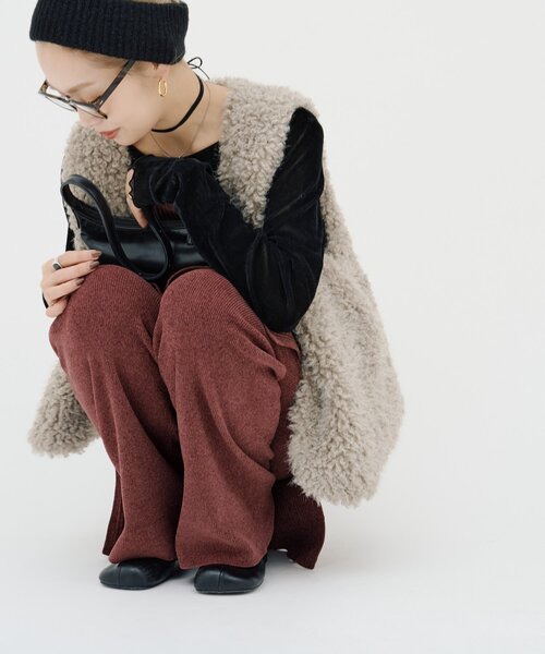 CIAOPANIC TYPY（チャオパニックティピー）の「【PON企画】スタイルアップモールニットフレアパンツ（その他パンツ・レディース・グレー/グレー系その他/ブラック/ブラウン/バーガンディー・SMALL/MEDIUM/LARGE）」の6枚目の写真