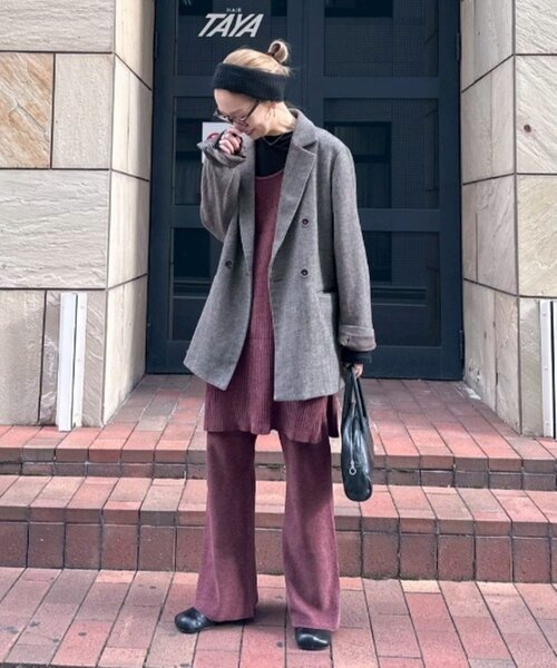 セール】【PON企画】スタイルアップモールニットフレアパンツ（その他