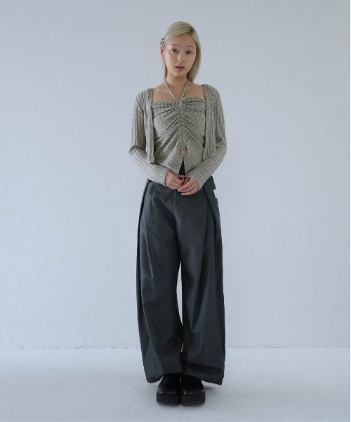Uenui（ウニュイ）の「ribbed ruched cami & cardigan set（カーディガン/ボレロ・レディース・グレー/ネイビー/ピンク・FREE）」の17枚目の写真