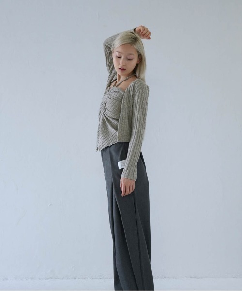 Uenui（ウニュイ）の「ribbed ruched cami & cardigan set（カーディガン/ボレロ・レディース・グレー/ネイビー/ピンク・FREE）」の16枚目の写真