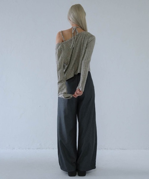 Uenui（ウニュイ）の「ribbed ruched cami & cardigan set（カーディガン/ボレロ・レディース・グレー/ネイビー/ピンク・FREE）」の19枚目の写真