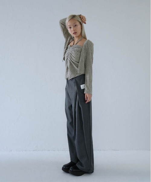 Uenui（ウニュイ）の「ribbed ruched cami & cardigan set（カーディガン/ボレロ・レディース・グレー/ネイビー/ピンク・FREE）」の22枚目の写真