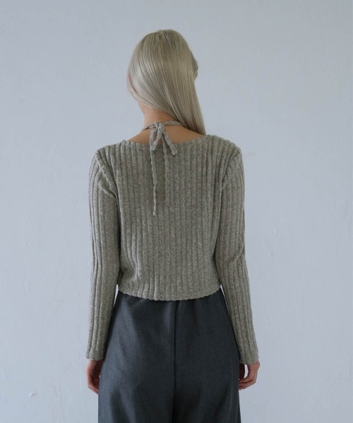 Uenui（ウニュイ）の「ribbed ruched cami & cardigan set（カーディガン/ボレロ・レディース・グレー/ネイビー/ピンク・FREE）」の15枚目の写真