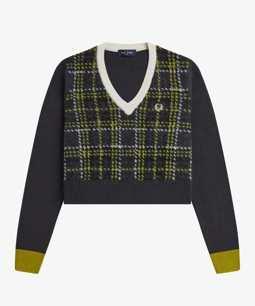 FRED PERRY(フレッドペリー)の「Tartan Panel Jumper/タータンチェックパネルニット(ニット/セーター・レディース・グレー・10)」の7枚目の写真